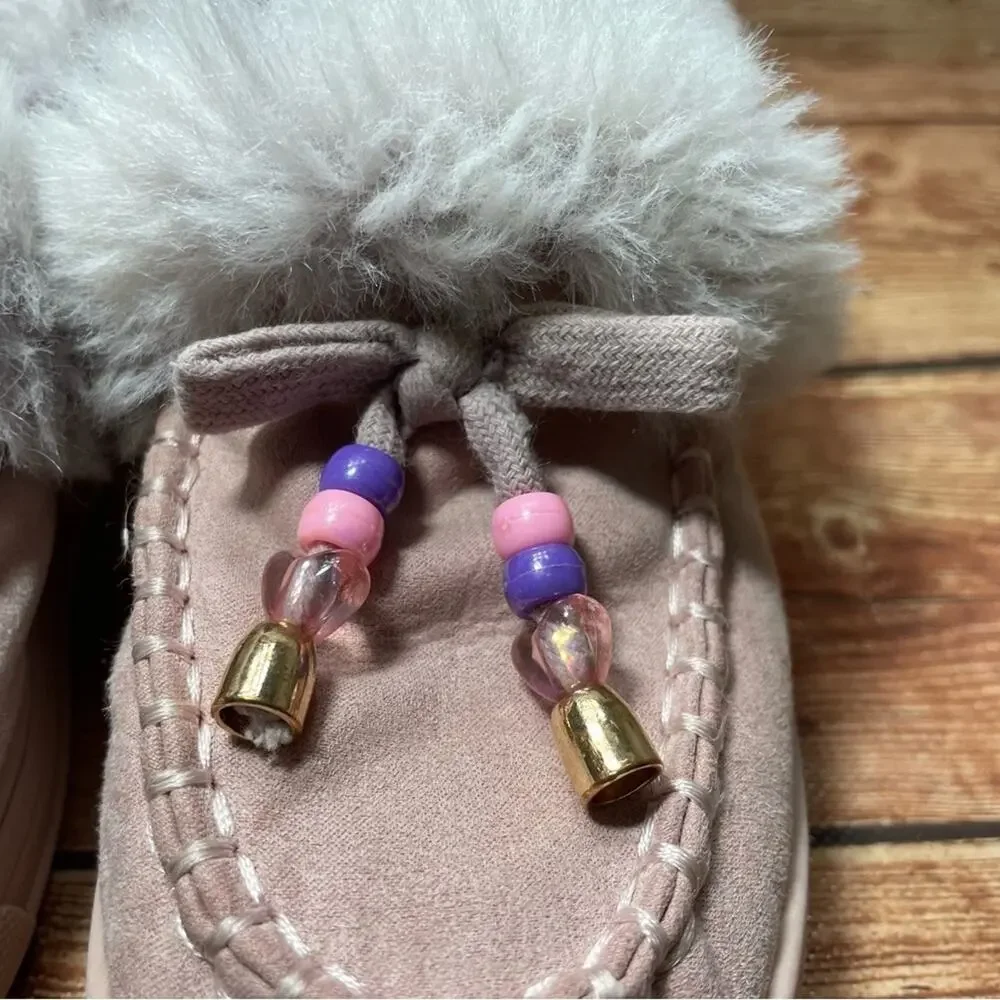 Steve Madden Jhugz Faux Fur Trim Slip-On Slippers Girl's Size 13 Pink Blush